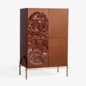 Distinguished Carpanese Home Alma H cupboard crafted in wood with reddish-brown marble inlays and a smooth satin finish