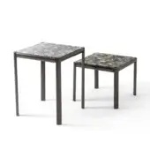 Superior Giorgetti Aldìa side table with dark gray painted metal and speckled Palladiana marble top