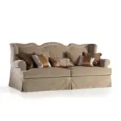 Superior Armando Rho A1144 sofa upholstered in muted beige textile with a matte finish exhibiting curved lines and handcrafted details