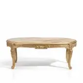 Distinguished Armando Rho A1351 coffee table with green onyx and sculpted gold leaf finished wood frame