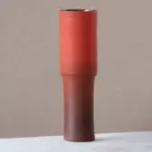 Exclusive Rina Menardi Totem vase crafted in ceramic with a gradient from reddish-brown to orange-red and a matte finish