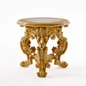 Superior Riva Mobili D'Arte 22175 side table crafted in glossy golden wood with curved lines and floral motifs