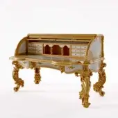 Distinguished Riva Mobili D'Arte 22155/M vanity desk crafted in gold tone with gilded detailing and mirrored panels