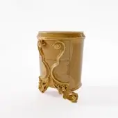 Superior Riva Mobili D'Arte 22031 nightstand crafted in gold tone with hand-carved floral motifs and scrolling patterns