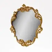 Exquisite Riva Mobili D'Arte 22035 mirror handcrafted in golden wood with ornate floral motifs and glossy finish