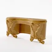 Distinguished Riva Mobili D'Arte 22032 vanity desk crafted in wood with high-gloss golden-brown tone and intricate floral motifs