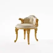 Exquisite Riva Mobili D'Arte 22043 chair handcrafted in wood with glossy golden finish and patterned cream textile upholstery