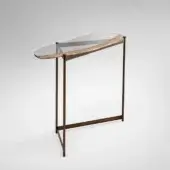 Exceptional Arte Veneziana Ferret console with burnished brass metal and extra-clear glass, crafted with a delicately Miage-treated edge