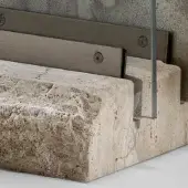 Travertine marble base + Satin finish steel metal profile - Adriano