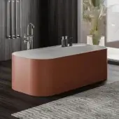 Exceptional Norah Design ANBT 02 bathtub crafted in terracotta and matte white Norahcryl solid surface with organically rounded form