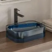 Exceptional Norah Design ANBA 01 washbasin crafted in Norahcrystal with a glossy deep teal blue finish