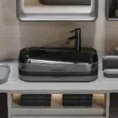 Exceptional Norah Design ANBA 02 washbasin crafted in dark gray Norahcrystal with a glossy finish