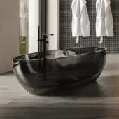 Elegant Norah Design EYBT 05 bathtub crafted in Norahcrystal with a striking black glossy finish and curved silhouette