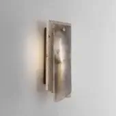 Architectural Arte Veneziana Sabina wall lamp crafted with travertine marble and extra-clear glass featuring mixed Fondale finishes in warm beige and silver