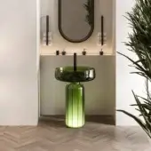 Exceptional Norah Design EYCN 01 sink crafted in vibrant green translucent Norahcrystal with a glossy sheen