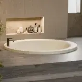 Exceptional Norah Design RNBT 03 bathtub crafted in off-white Norahcryl with a velvety matte finish for tranquil immersive soaks
