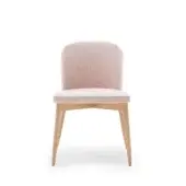 Distinguished Billiani Spy dining chair with pale pink textile upholstery and satin-finish wooden legs