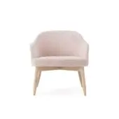 Captivating Billiani Spy Lounge chair with modern rounded form upholstered in pale pink textured textile with satin light-colored wood legs
