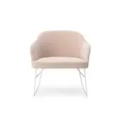 Exclusive Billiani Spy Lounge chair with gently curved silhouette upholstered in blush-toned textile with sleek white metal base