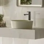 Exceptional Norah Design RNBA 02 washbasin crafted from Norahcryl with a muted beige tone and hand-painted bespoke finish