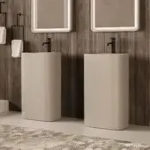 Distinguished Norah Design CUCN 01 washbasin crafted in Norahcryl with a velvety matte finish and muted beige tone