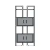 Itoku Bookcase - 1 Shelf - 2 Containers (E)