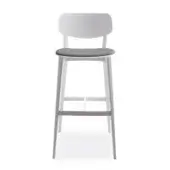 Distinguished Billiani Doll stool with light gray painted hardwood and dark gray upholstered seat offering refined support