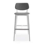 Elegant Billiani Doll stool with matte light gray metal and dark gray textile upholstery for refined seating