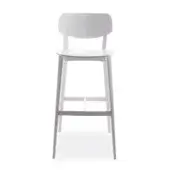 Superior Billiani Doll stool in light gray wood with a sleek angular silhouette and curved backrest