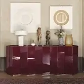Distinguished Black Tie Gemma sideboard crafted in Italy with a high-gloss finish and captivating burgundy faceted surfaces