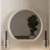 Distinguished Norah Design MCVSPC02 mirror with oval form built in off-white Norahcryl and velvety matt finish