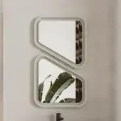 Architectural stunning mirror, Norah Design MCVSPC03, with pale grey-green Norahcryl and velvety matte finish built in integrated LED backlighting