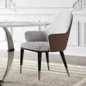 Elegant Capital Adele armchair crafted in Italy with light gray bouclé-like textile and sleek metal-finished feet