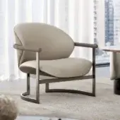 Sophisticated Capital Flora lounge chair with light beige textile upholstery and galvanic aluminum structure