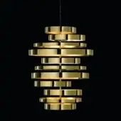 Superior Black Tie Olimpia suspension lamp crafted in polished stainless steel with a rich gold tone finish for evolving illumination