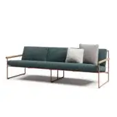 Distinguished Atmosphera Pipe sofa with terracotta epoxy-coated steel, teal-green textile upholstery and hand-woven backrest