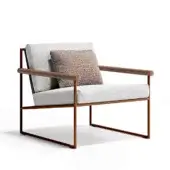 Superior Atmosphera Pipe lounge chair with terracotta epoxy-coated steel frame and hand-woven light gray acrylic cord backrest