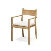 Distinguished Atmosphera Panama armchair crafted in natural timber with a satin finish and a neutral beige cushion