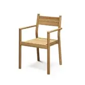 Elegant Atmosphera Panama armchair crafted in medium-brown timber with horizontal slats and a satin finish