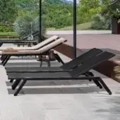 Superior Atmosphera Maxim chaise lounge with light beige Textilene and dark gray epoxy-painted aluminum frame