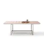Distinguished Atmosphera Capri table with reddish-brown glazed lava stone slats and a solid aluminum base