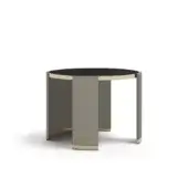 Distinguished Capital Jewel side table with wood tabletop and lacquered greyish-taupe finish with warm metallic gold accents