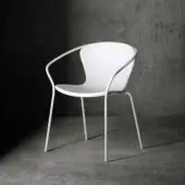 Superior Serralunga Solea chair molded from recyclable LLDPE plastic with a clean white finish and slender matte metal legs