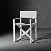 Distinguished Serralunga Regista armchair with a sleek white polyamide frame and durable Batyline fabric construction