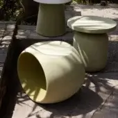 Exceptional Serralunga Cero stool molded from durable LLDPE with a unique suede-like finish in pale green
