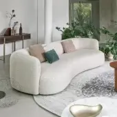Superior Capital Cloud sofa upholstered in beautifully textured off-white bouclé fabric with a solid wooden frame