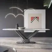 Superior Tonin Casa Sipario table with a light gray ceramic tabletop and matte gray metal base