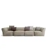 Exceptional Atmosphera Soft Modular Sofa with breathable technical fabric, heathered texture and dark brown accent cushions