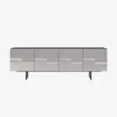 Distinctive Tonin Casa Saffira sideboard built with melted glass doors and matte dark gray wood frame