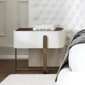 Elegant Capital Eden nightstand with a gently rounded lacquered silhouette and glossy white finish
